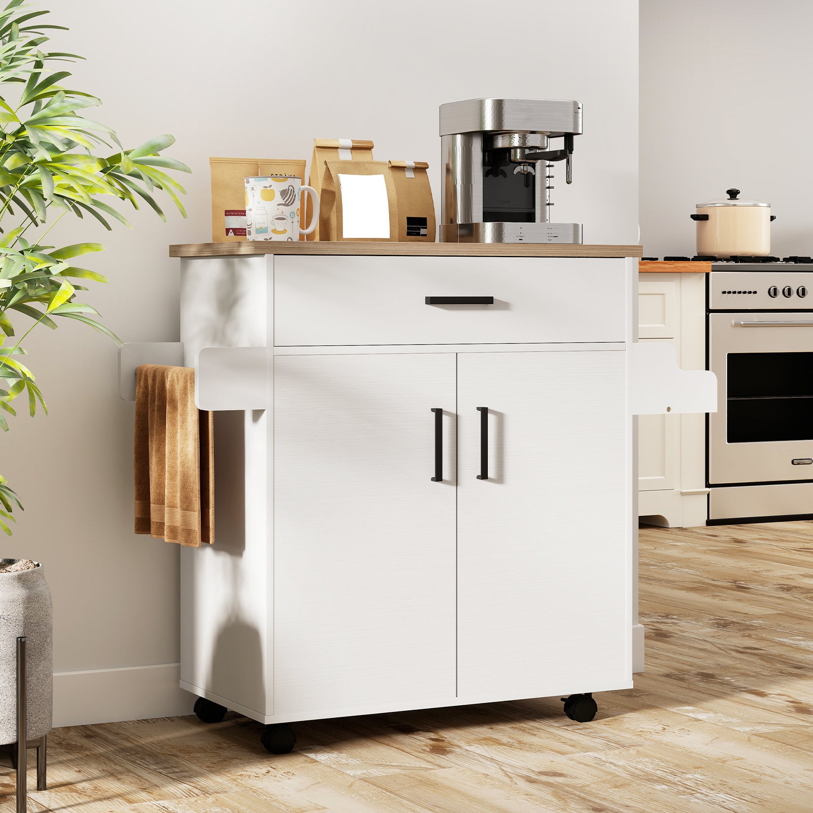 Kitchen Island Cart With Drawer, Rolling Storage, White Kitchen Islands & Carts at Gallery Canada