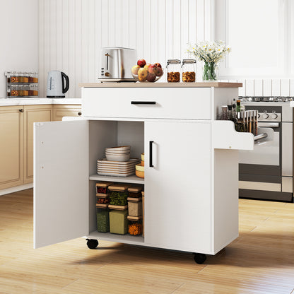 Kitchen Island Cart With Drawer, Rolling Storage, White Kitchen Islands & Carts at Gallery Canada