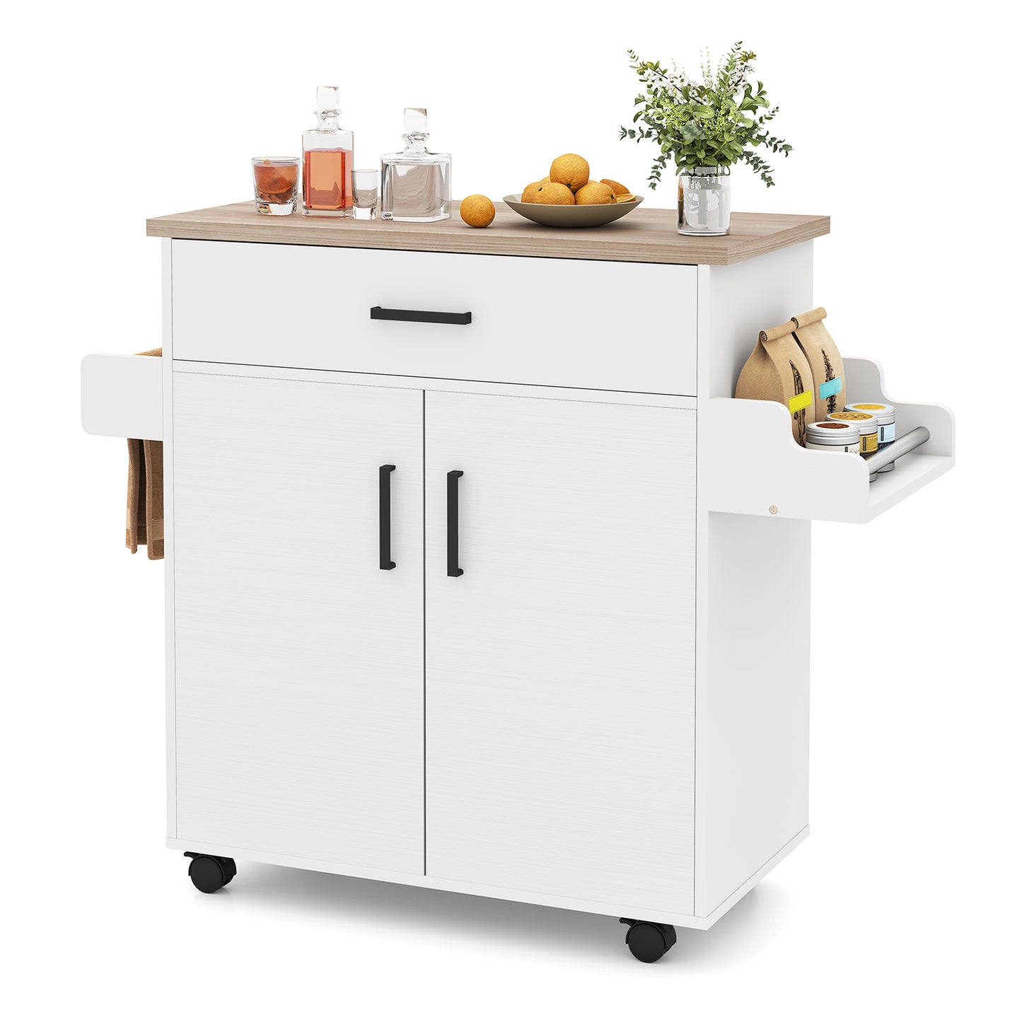 Kitchen Island Cart With Drawer, Rolling Storage, White Kitchen Islands & Carts White at Gallery Canada