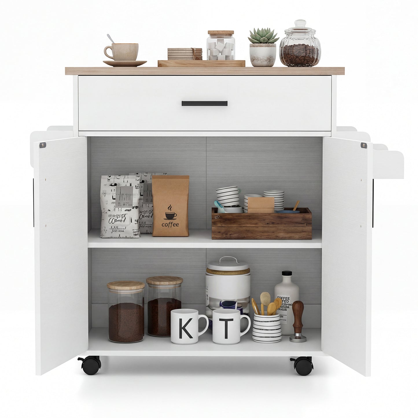Kitchen Island Cart With Drawer, Rolling Storage, White Kitchen Islands & Carts at Gallery Canada