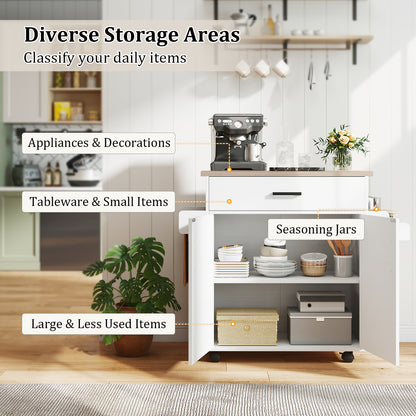 Kitchen Island Cart With Drawer, Rolling Storage, White Kitchen Islands & Carts at Gallery Canada