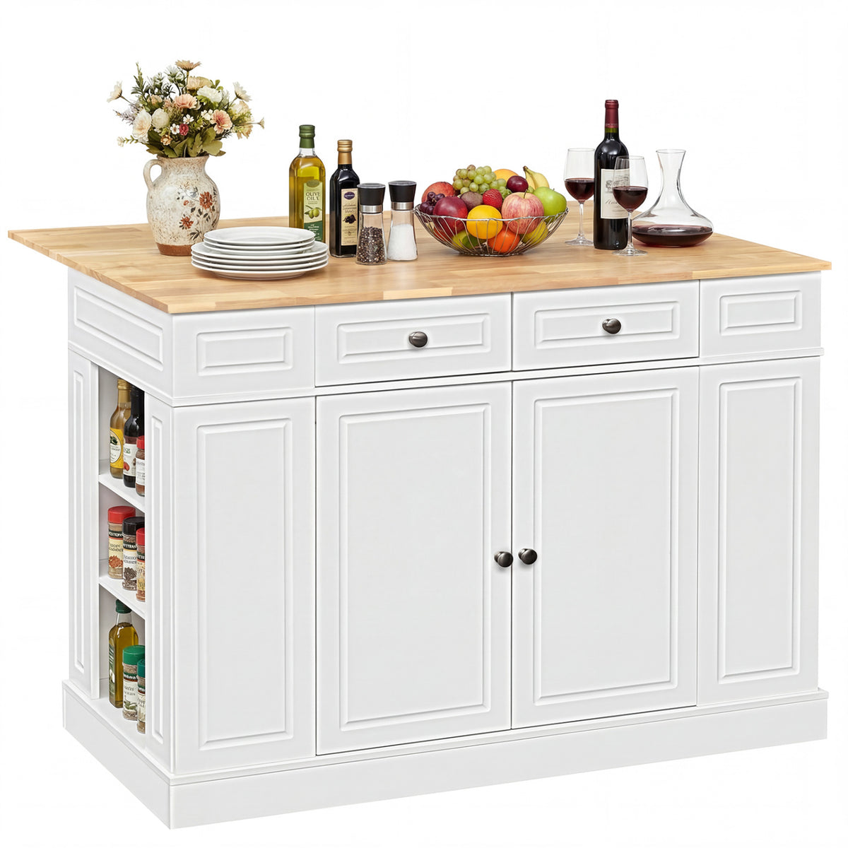 Kitchen Island With Storage, 3-Level Adjustable Shelves, White Kitchen Islands & Carts White at Gallery Canada