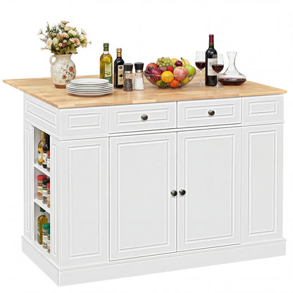 Kitchen Island With Storage, 3-Level Adjustable Shelves, White Kitchen Islands & Carts White at Gallery Canada