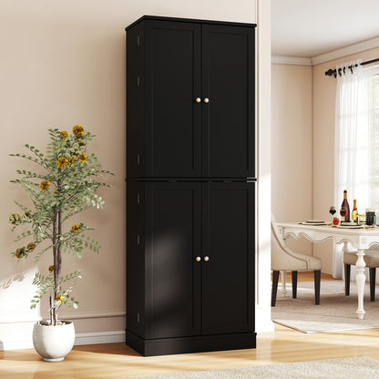 Kitchen Pantry Cabinet 65.5 Inch, Freestanding Tall Buffet Cupboard, Black Sideboards Cabinets & Buffets at Gallery Canada