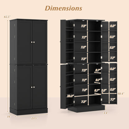 Kitchen Pantry Cabinet 65.5 Inch, Freestanding Tall Buffet Cupboard, Black Sideboards Cabinets & Buffets at Gallery Canada