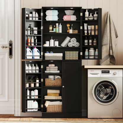 Kitchen Pantry Cabinet 65.5 Inch, Freestanding Tall Buffet Cupboard, Black Sideboards Cabinets & Buffets at Gallery Canada