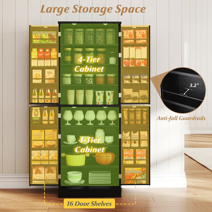 Kitchen Pantry Cabinet 65.5 Inch, Freestanding Tall Buffet Cupboard, Black Sideboards Cabinets & Buffets at Gallery Canada