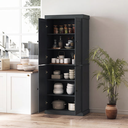 Kitchen Pantry Cabinet, 2 Adjustable Shelves, Anti-Tipping, Black Cabinets & Chests at Gallery Canada