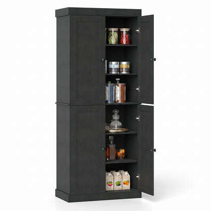 Kitchen Pantry Cabinet, 2 Adjustable Shelves, Anti-Tipping, Black Cabinets & Chests Black at Gallery Canada