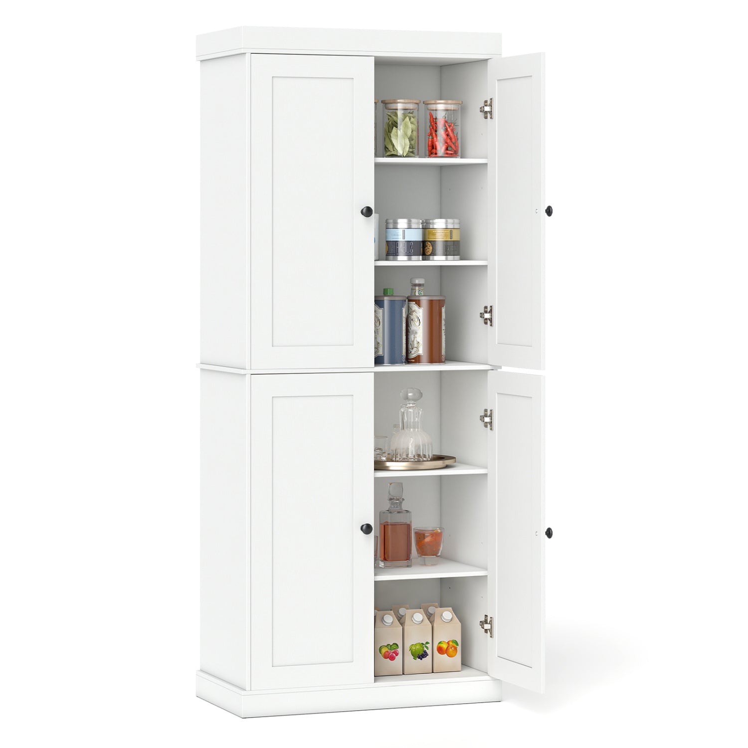 Kitchen Pantry Cabinet, 2 Shelves, Anti-Tipping, White Cabinets & Chests White at Gallery Canada