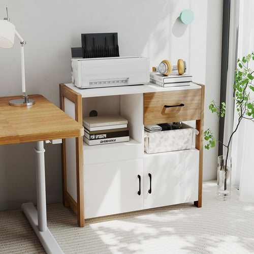 Kitchen Storage Cabinet, With Drawer And Doors, White