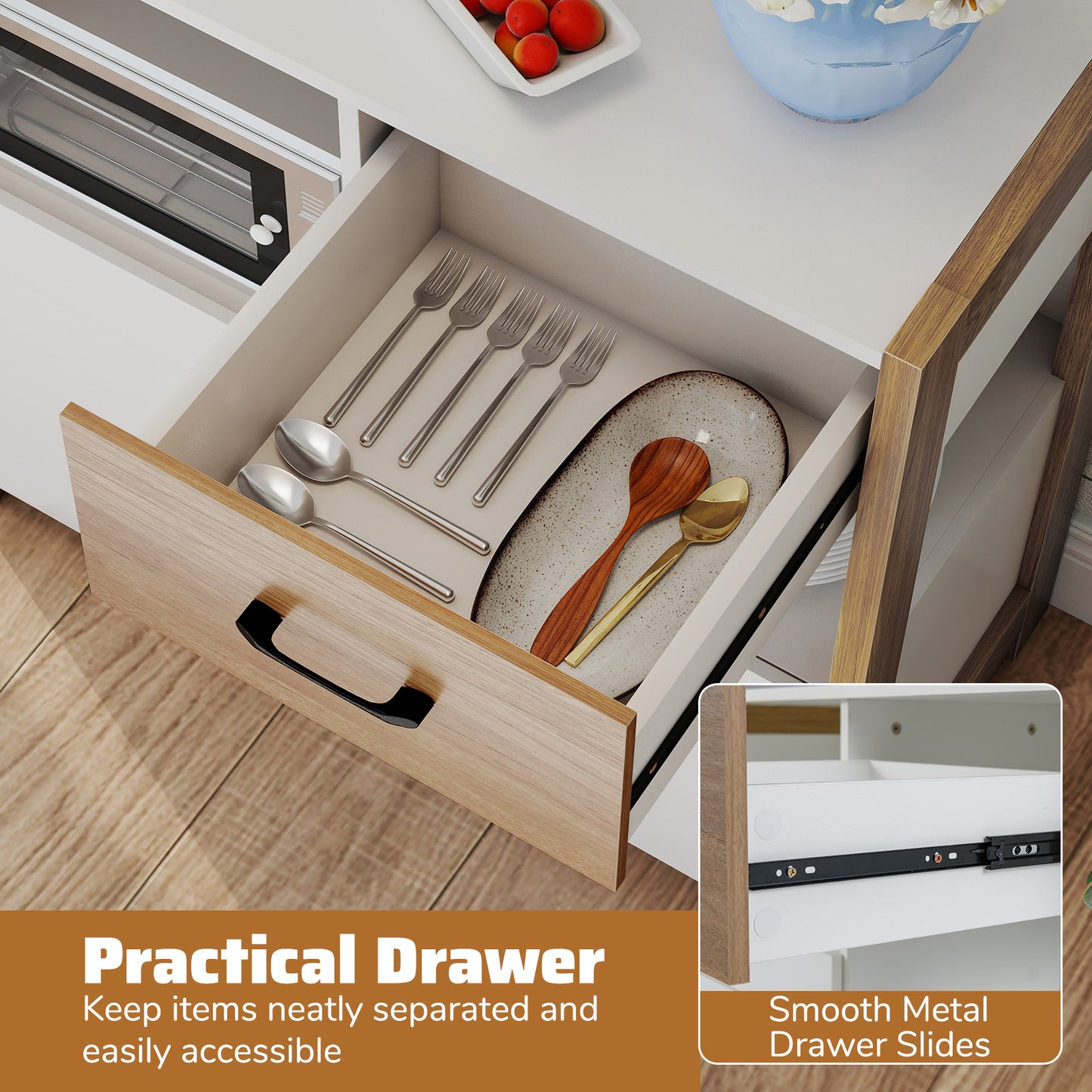 Kitchen Storage Cabinet, With Drawer And Doors, White Sideboards Cabinets & Buffets at Gallery Canada