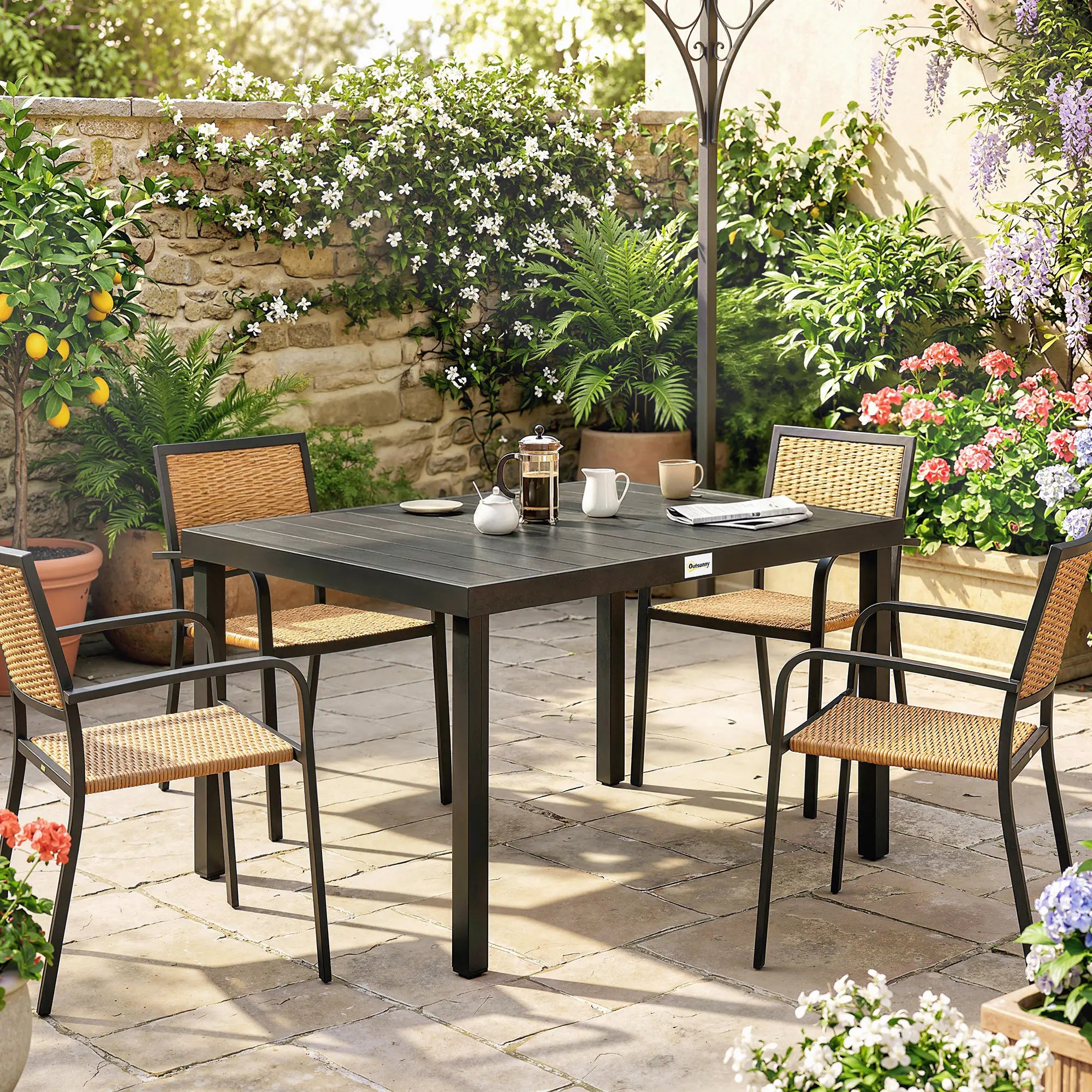 Aluminum Outdoor Dining Table for 6, 47.2