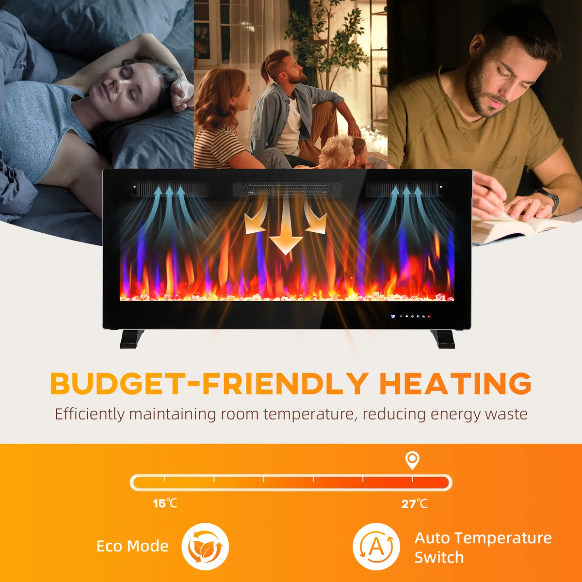 42 Inch Electric Fireplace, Freestanding, Wall Mounted, Eco Mode, Remote, 1500W Electric Fireplaces at Gallery Canada