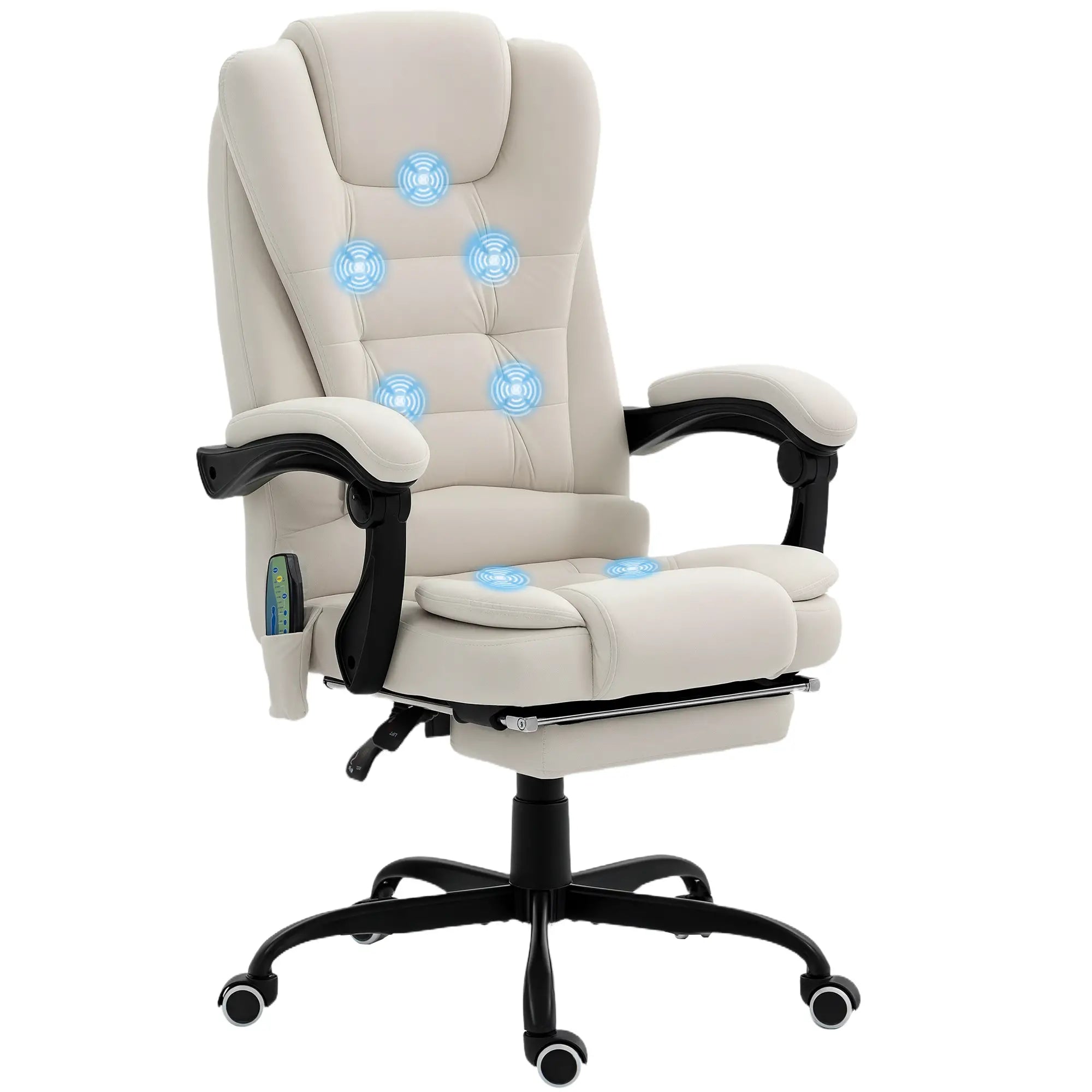 7-Point Vibrating Massage Chair, Reclining Office Chair with Footrest, Beige Massage Chairs at Gallery Canada