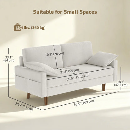 3 Seater Sofa, Velvet Upholstered Couch, Cream White