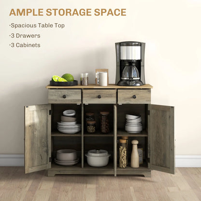 Modern Sideboard, Buffet Cabinet with Storage, Drawers, Adjustable Shelves, Washed Grey Bar Cabinets at Gallery Canada