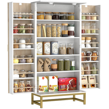 47" Kitchen Pantry Cabinet, Freestanding Storage with Adjustable Shelves, White Kitchen Pantry Cabinets at Gallery Canada