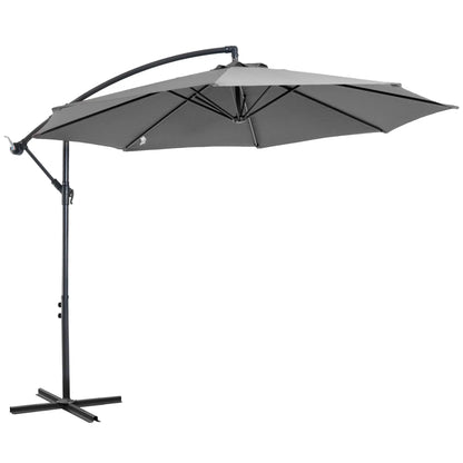 9.7ft Offset Patio Umbrella, Crank Handle, 8 Ribs, Cross Base, Cream Offset Cantilever Umbrellas at Gallery Canada