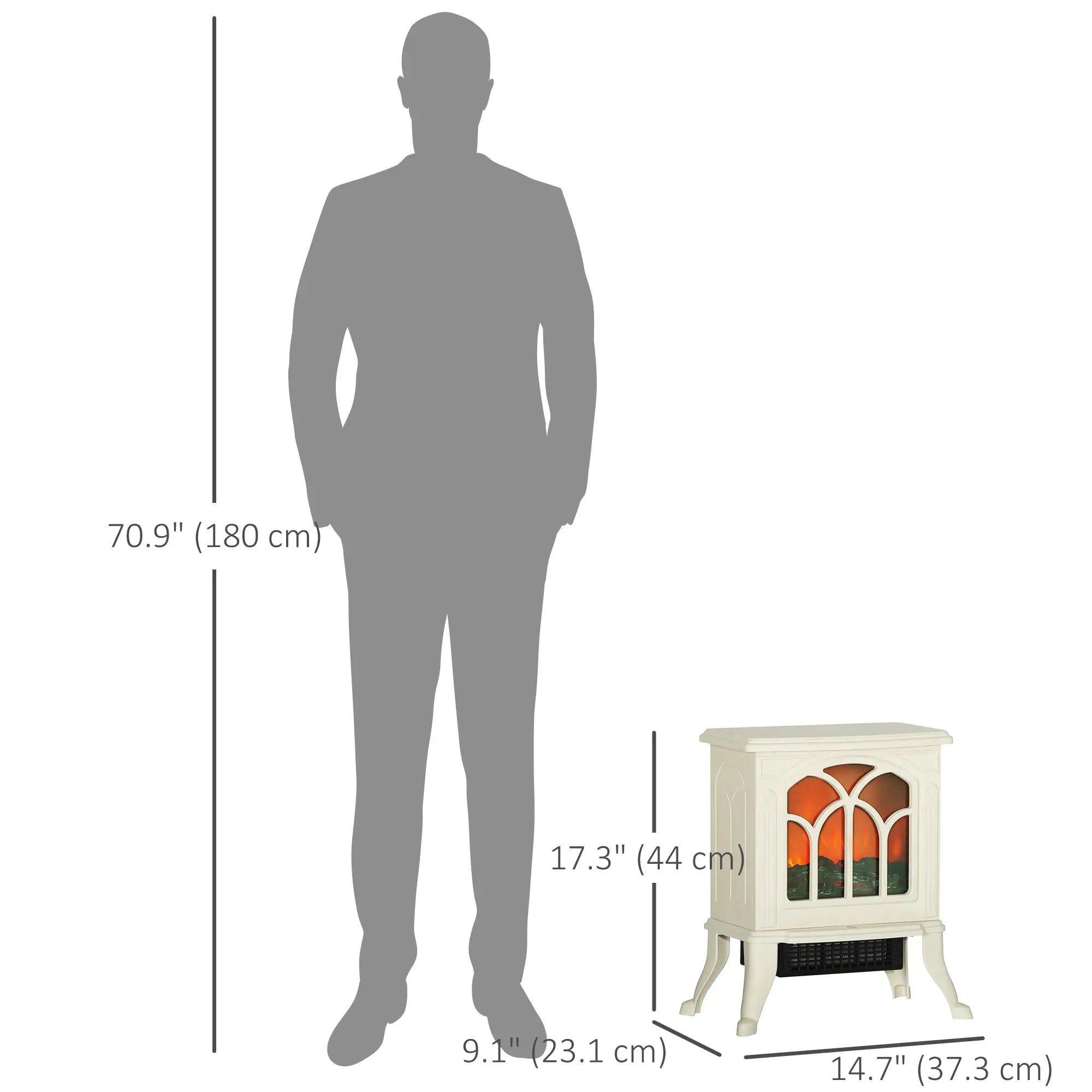 Freestanding Electric Fireplace Heater, Realistic Flame, Beige Electric Fireplaces at Gallery Canada