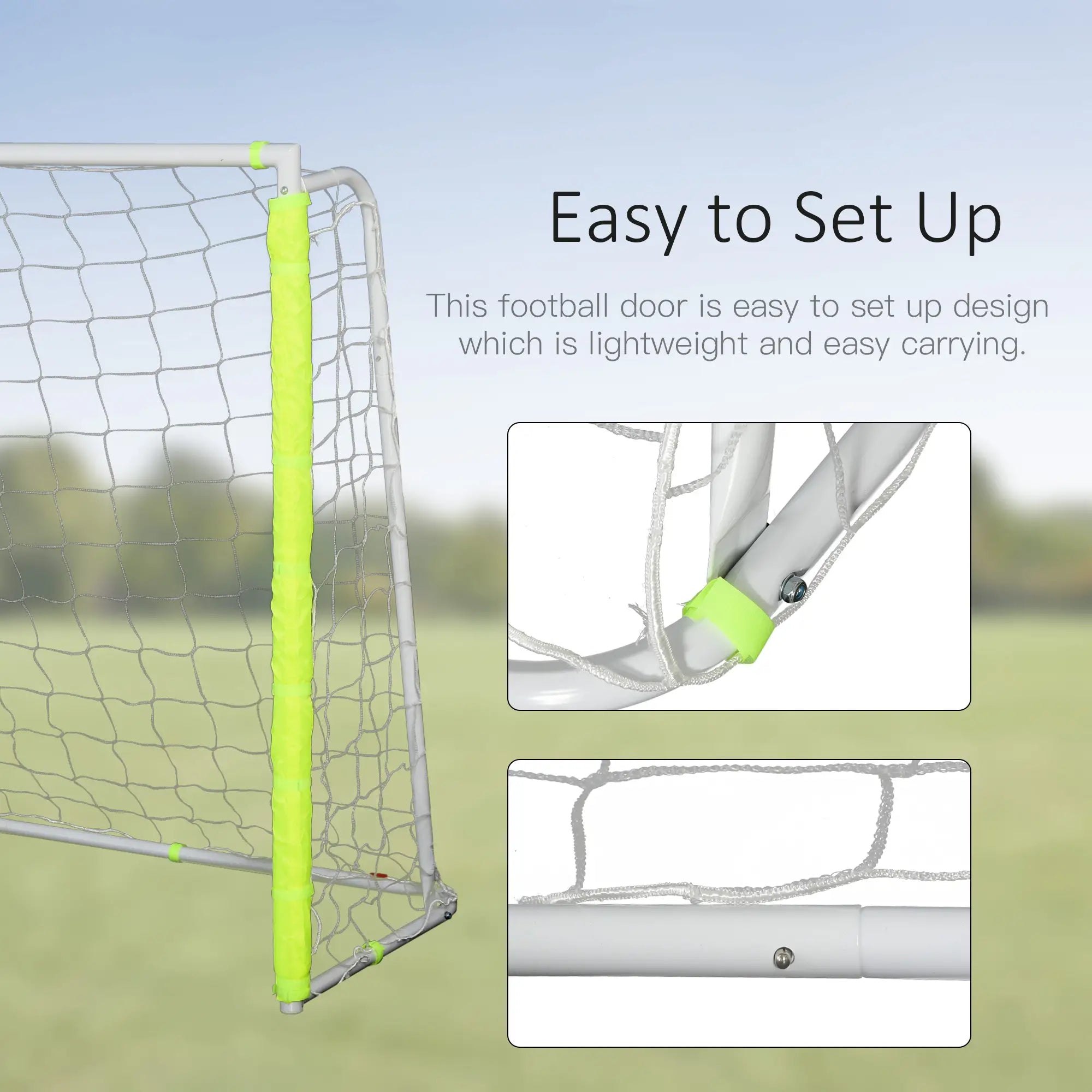 6ft x 4ft Soccer Goal Net, Metal Frame, PE Mesh, Ground Stakes, Yellow Football at Gallery Canada