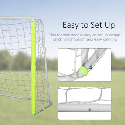 6ft x 4ft Soccer Goal Net, Metal Frame, PE Mesh, Ground Stakes, Yellow Football at Gallery Canada