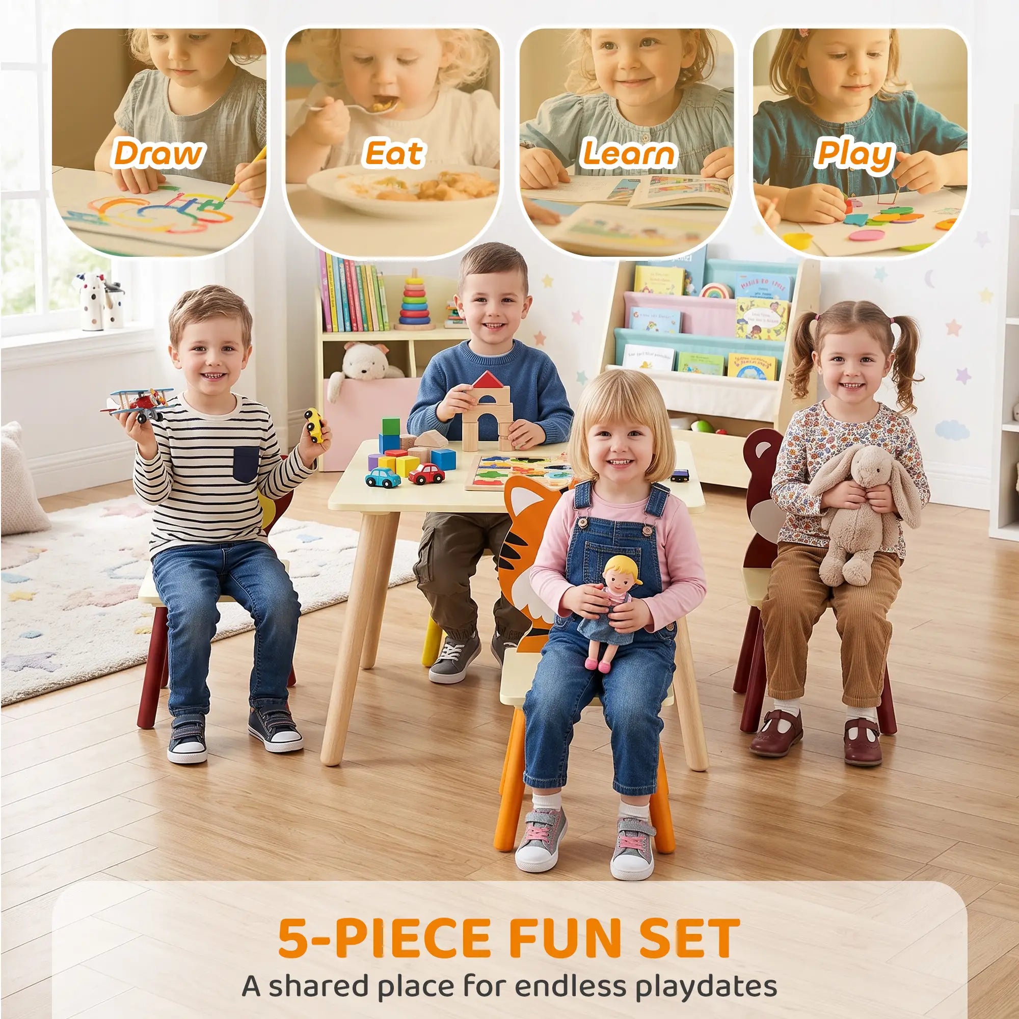 Kids Table And 4 Chairs Set For Art Craft Snack Time, Yellow Kids Table Sets at Gallery Canada