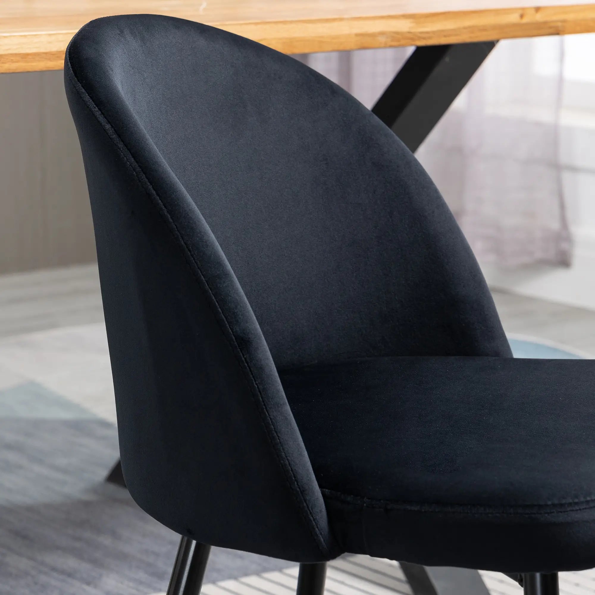 Set of 2 Mid-Back Dining Chairs, Velvet Upholstery, Black Bar Stools at Gallery Canada