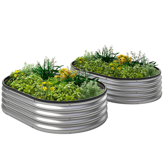 2Pcs Galvanized Raised Garden Bed, 4 X 3 X 1 Ft, Silver Galvanized Planter Boxes Silver at Gallery Canada