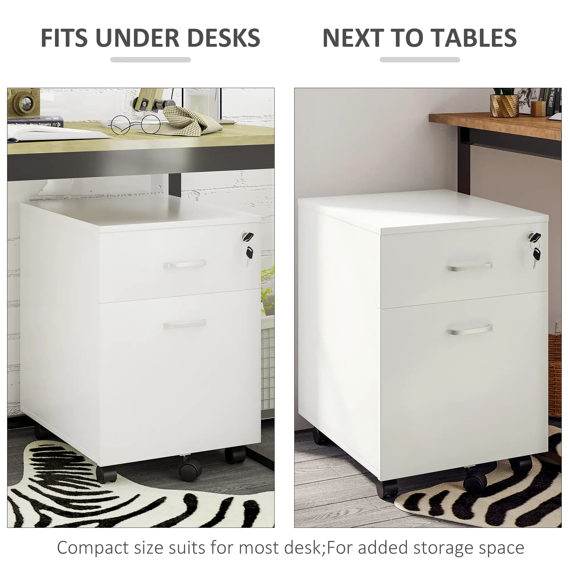 2 Drawer File Cabinet with Lock, Mobile Vertical Filing Cabinet, White Office Cabinets & Cupboards at Gallery Canada