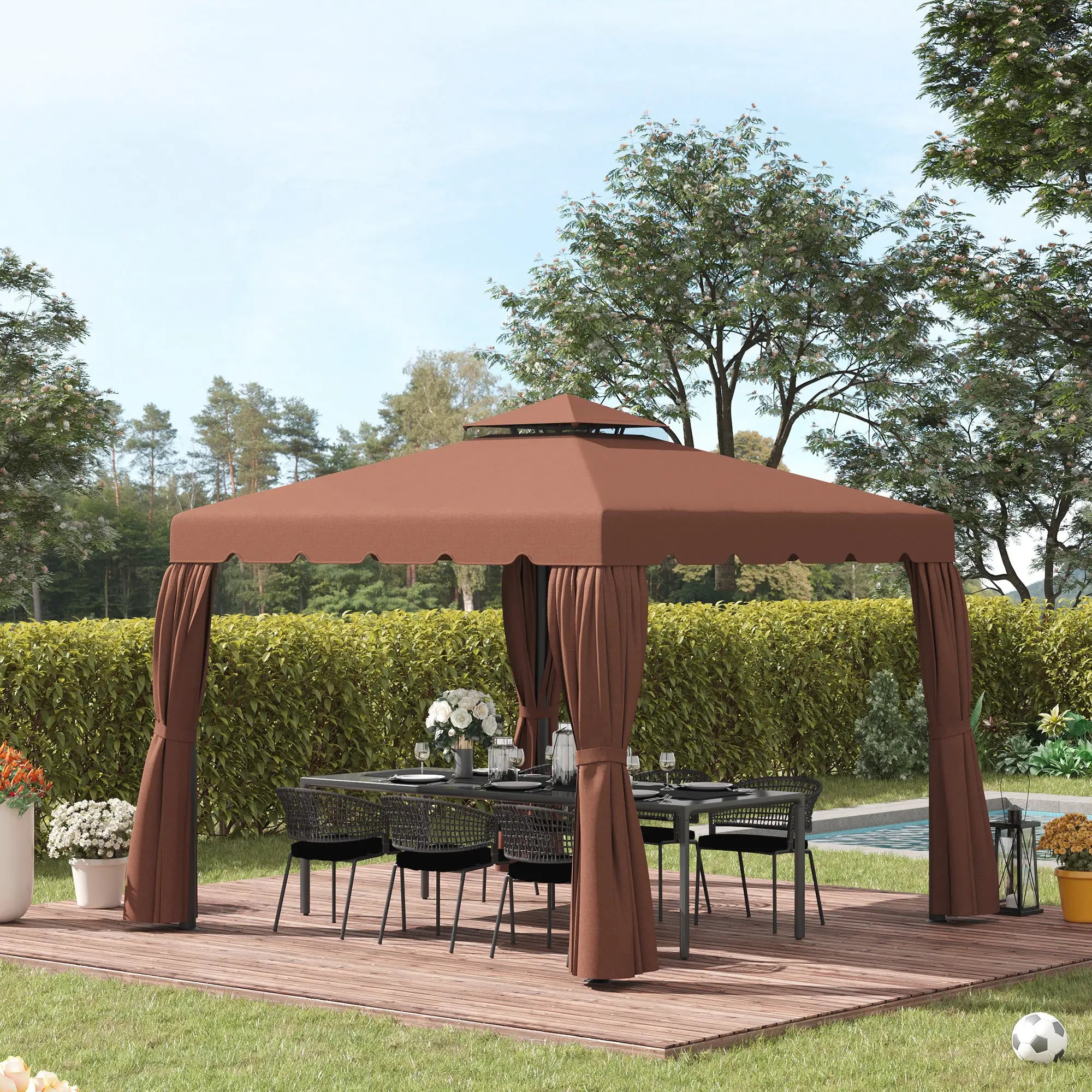 10' X 10' Gazebo Canopy Replacement, Double Vented Roof, Coffee Gazebo Canopy Replacement at Gallery Canada