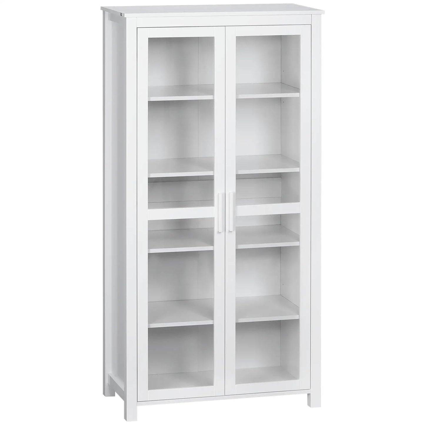 Freestanding Kitchen Pantry, 5-Tier Storage Cabinet, Adjustable Shelves, 2 Glass Doors, White Kitchen Pantry Cabinets White at Gallery Canada