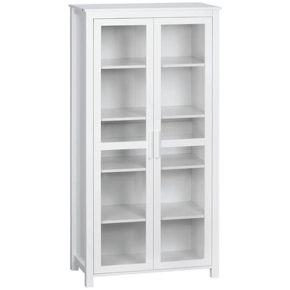 Freestanding Kitchen Pantry, 5-Tier Storage Cabinet, Adjustable Shelves, 2 Glass Doors, White Kitchen Pantry Cabinets White at Gallery Canada