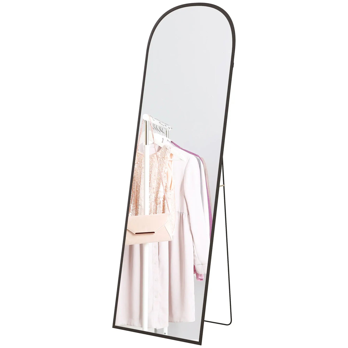 Arched Standing Mirror, 64" x 20", Full Length, Wall Mount, Black Full Length Mirrors Black at Gallery Canada