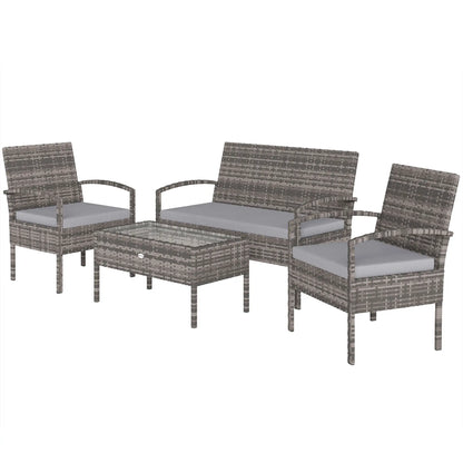 Patio Furniture Set, Loveseat, 2 Armchairs & Coffee Table, Light Grey Patio Furniture Sets Grey at Gallery Canada