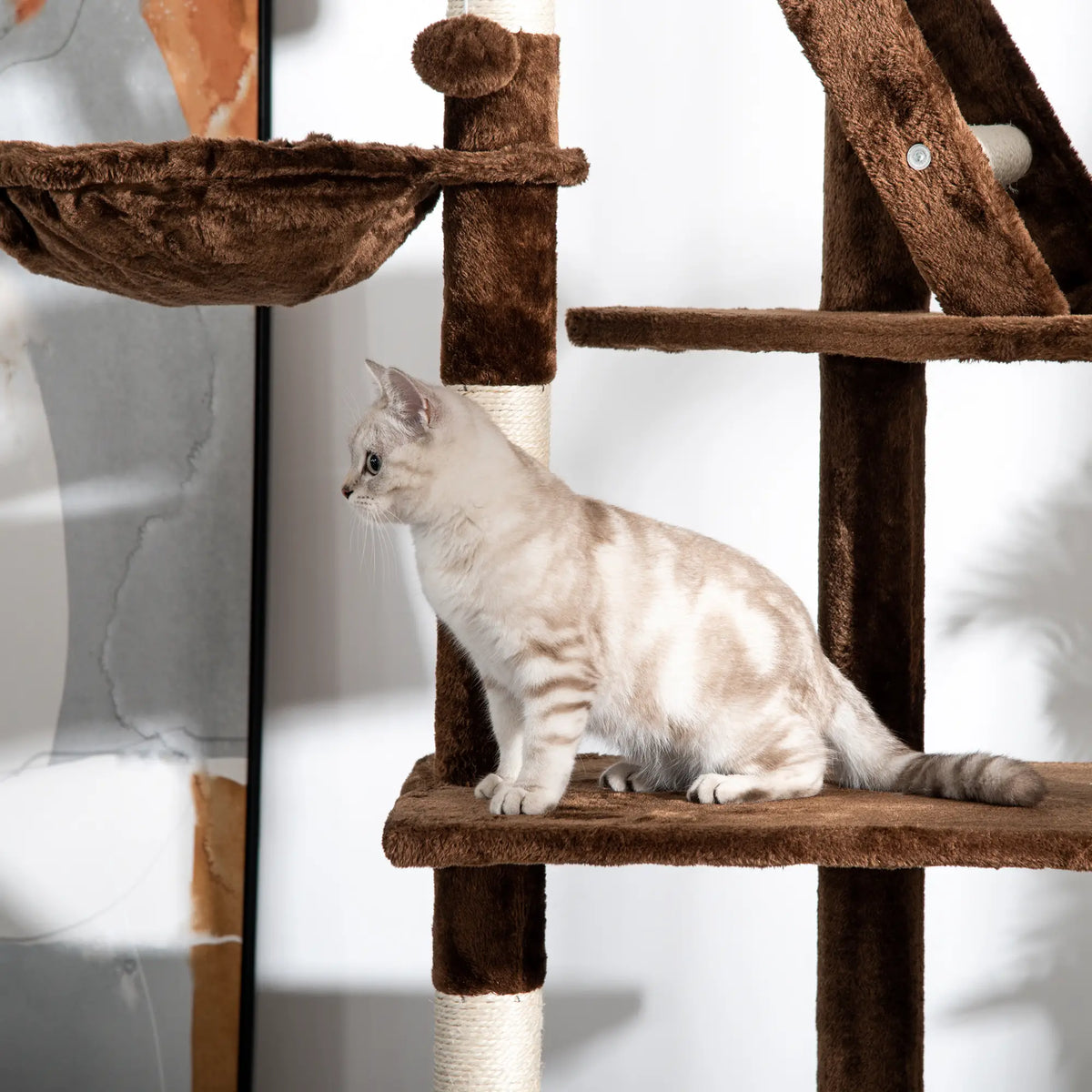94"-102" Cat Tree, Ceiling High Condo, Scratching Post, Multi-Level Play House Floor to Ceiling Cat Trees at Gallery Canada