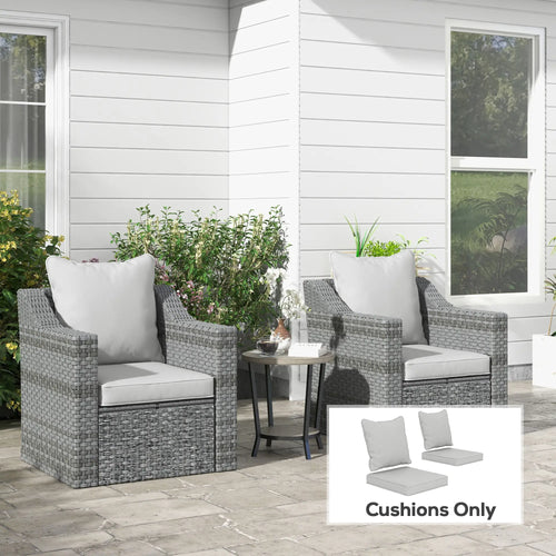 Seat Cushion Back Pillows Set of 2, Patio Chair Cushions, Light Grey, Grey