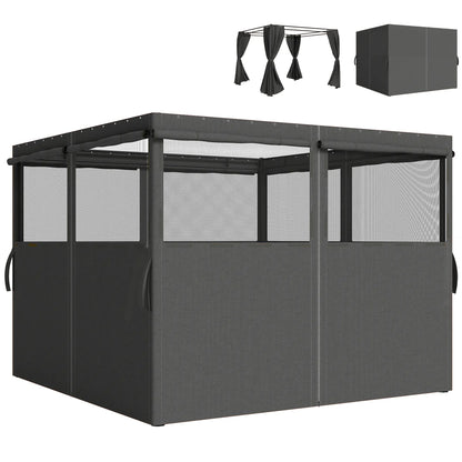 10' x 10' Gazebo Sidewall Set, 4 Panels, Windows, Doors, Dark Grey Gazebo Sidewalls at Gallery Canada