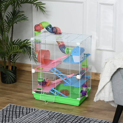 5-Tier Hamster Cage, Exercise Wheels, Play Tube, Green Hamster Cages at Gallery Canada