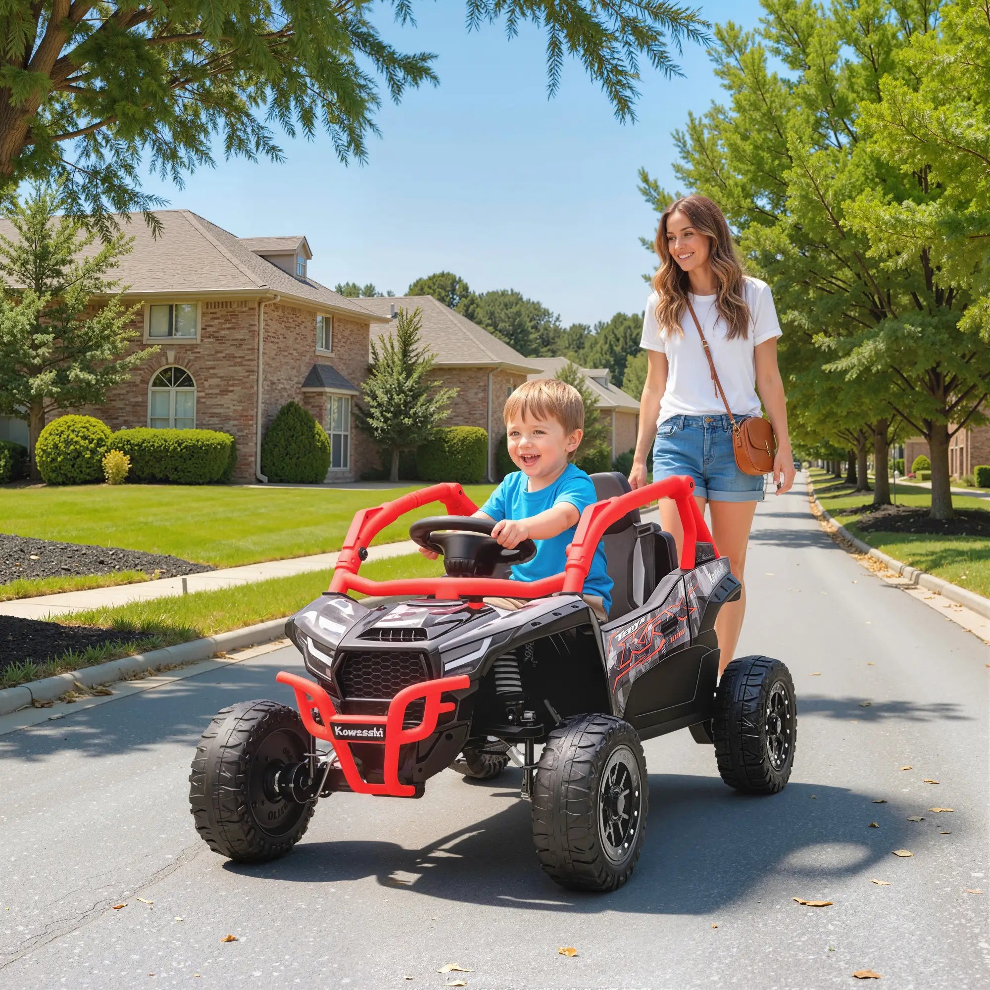 12V Ride On Truck, KAWASAKI TERYX KRX 2WD Kids Electric Car, Red Electric Toy Cars at Gallery Canada
