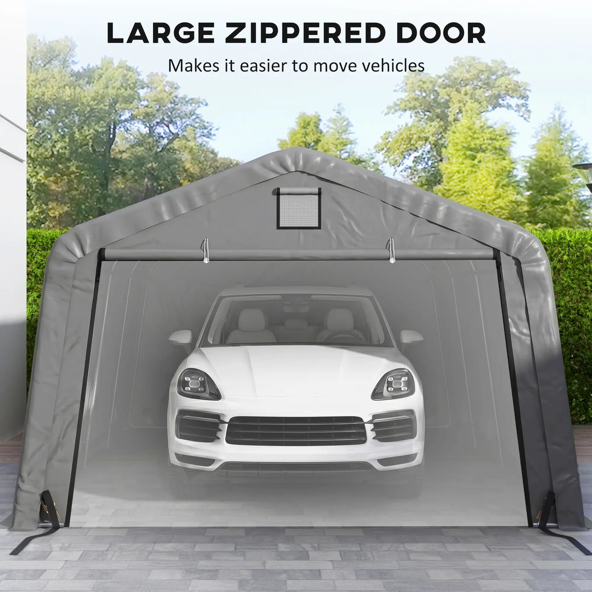 12' x 20' Portable Garage, Heavy Duty Carport Canopy, Light Grey