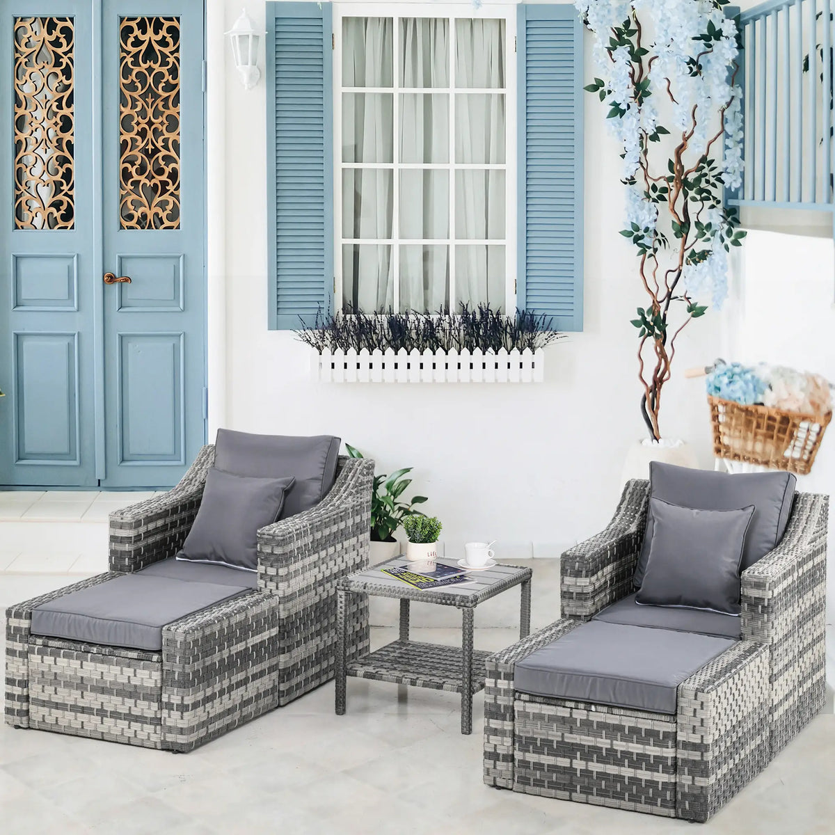 5-Piece Patio Rattan Conversation Set, Grey Patio Furniture Sets at Gallery Canada