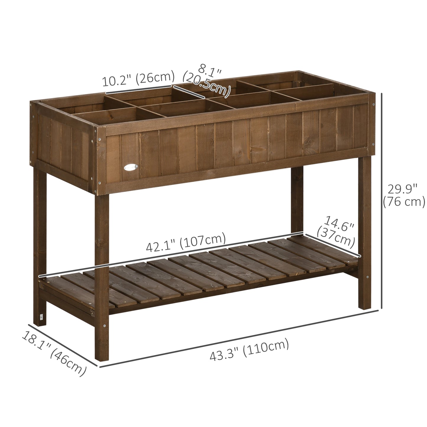 43.25" x 18" x 30" Raised Garden Bed, Wooden Plant Stand, Dark Brown Elevated Garden Beds at Gallery Canada