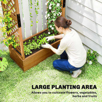 Wooden Raised Garden Bed with Trellis and Hanging Roof, Orange Wooden Planter Boxes at Gallery Canada