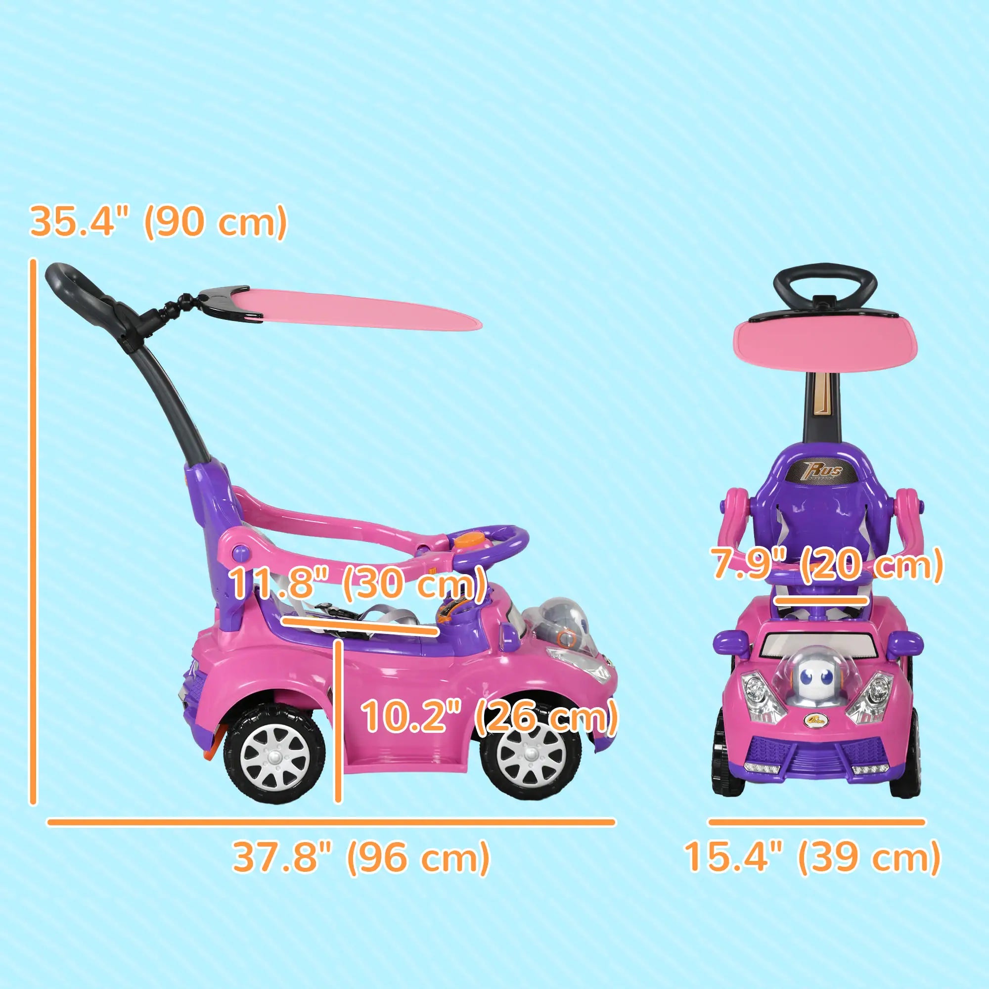 3 in 1 Kids Push Car, Toddler Sliding, Foot to Floor, Pink Push Cars for Toddlers at Gallery Canada