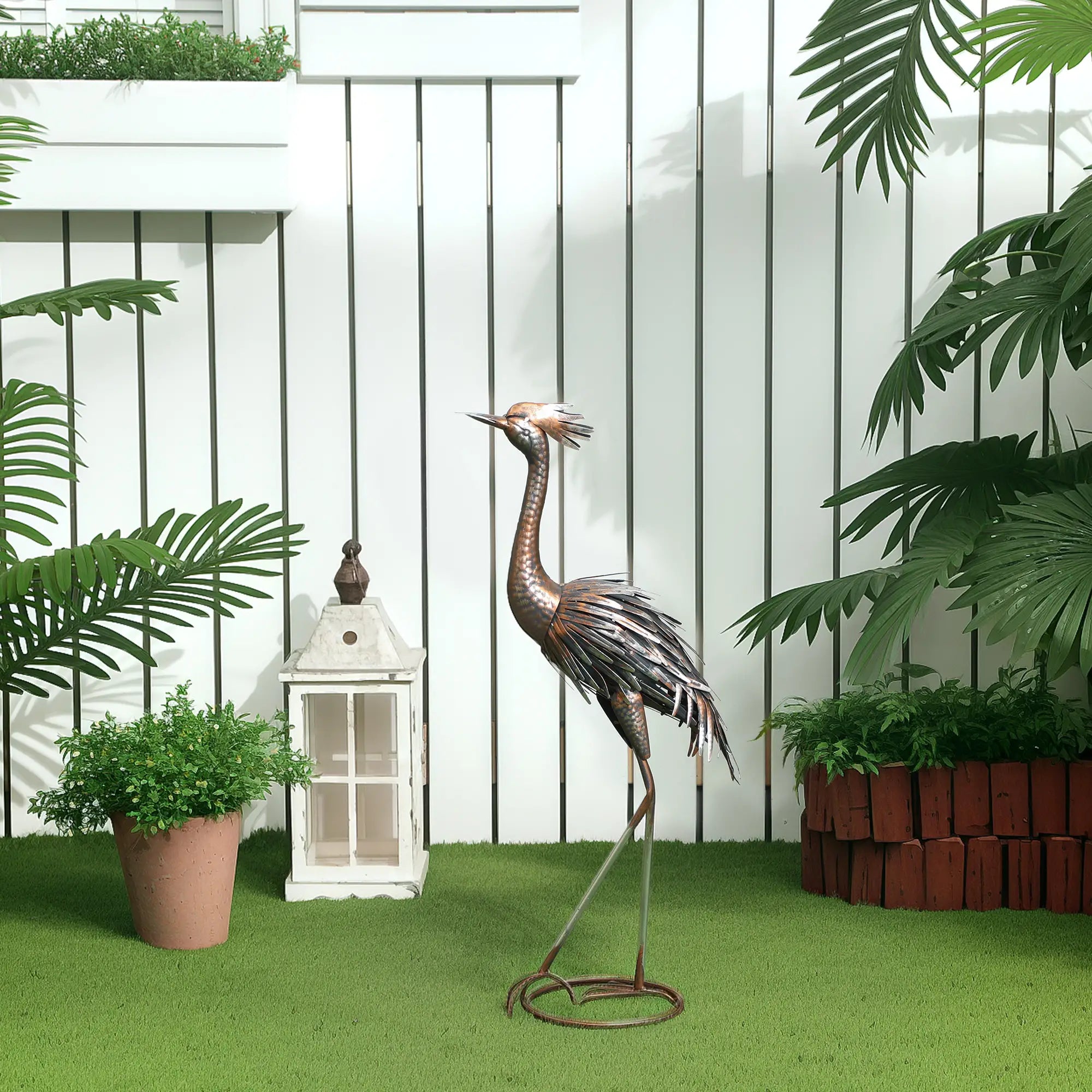Garden Statue, Heron Standing Sculpture, 12.2