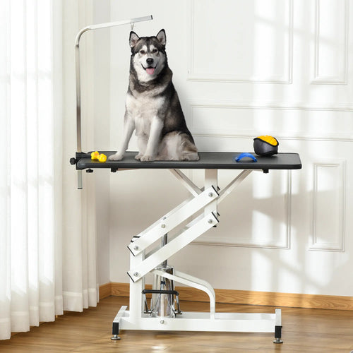 Adjustable Dog Grooming Table with Arm, Noose, Non-Slip, Black