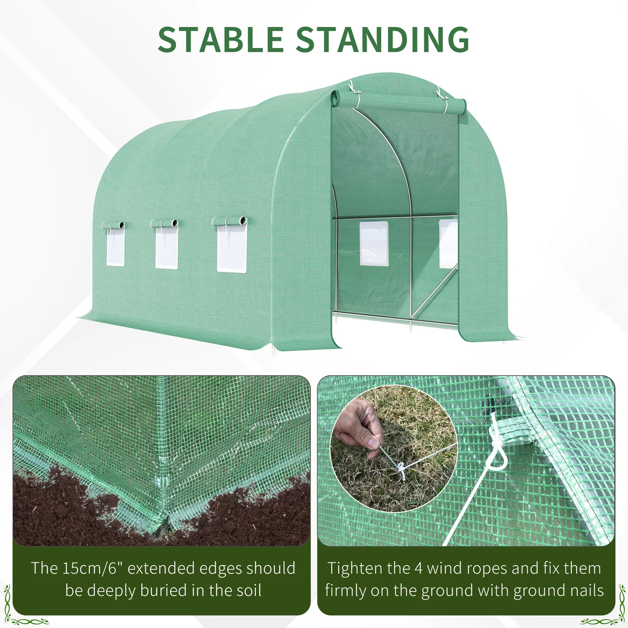 15' x 6.6' x 6.6' Walk-in Greenhouse, PE Cover, Roll Up Door, Windows Walk In Greenhouses at Gallery Canada