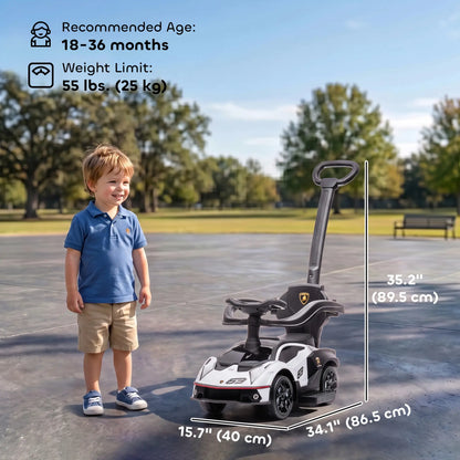 3 in 1 Ride on Push Car for Toddlers, Safety Footrest Horn, White Push Cars for Toddlers at Gallery Canada