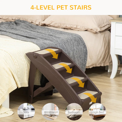 4-Level Portable Pet Stairs, Foldable Dog Ramp, Lightweight Cat Steps, Nonslip Mats, Dark Brown Dog Stairs at Gallery Canada